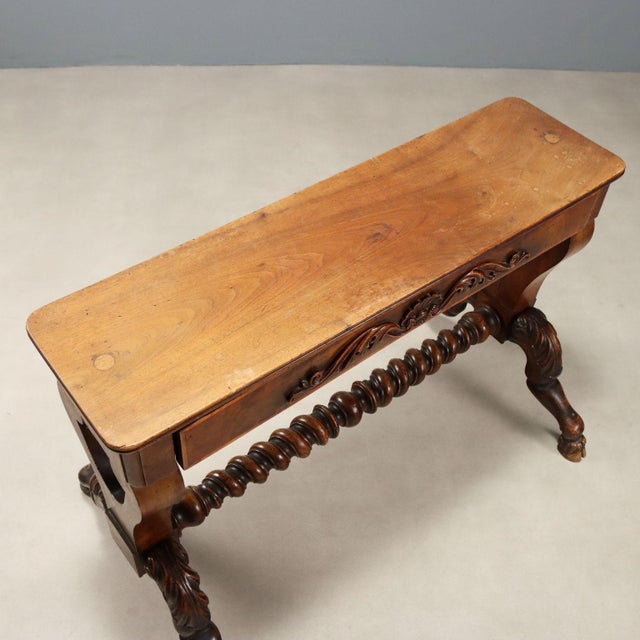 Small Antique Italian Side Table in Carved Walnut For Sale - Image 10 of 12