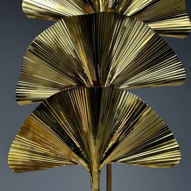 Brass Carlo Giorgi, Bottega Gadda, Ginko Leaf Floor Lamps, Italy, 1970s For Sale - Image 8 of 12
