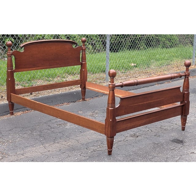1960s Vintage John Vogler Cannonball Cherrywood Full Bed Frame For Sale - Image 4 of 11