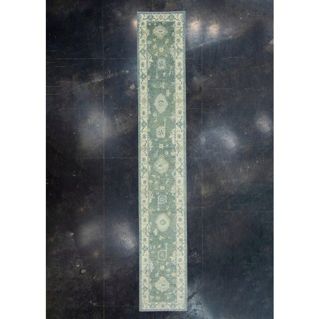 Blue Turkish Oushak Runner Rug 2'11" x 18' #18006 For Sale - Image 8 of 8