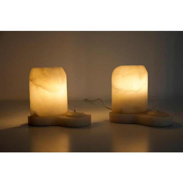 Large Hand-Carved Alabaster Table Lamps, Germany, 1930s, Set of 2 For Sale - Image 10 of 11