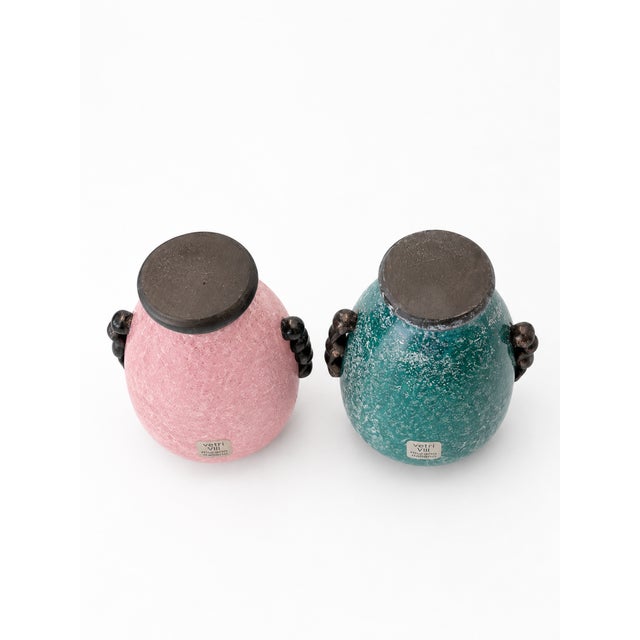 Postmodern Scavo Glass Amphora Vases by Gambaro and Poggi, Murano, 1980s, Set of 2 For Sale - Image 6 of 7
