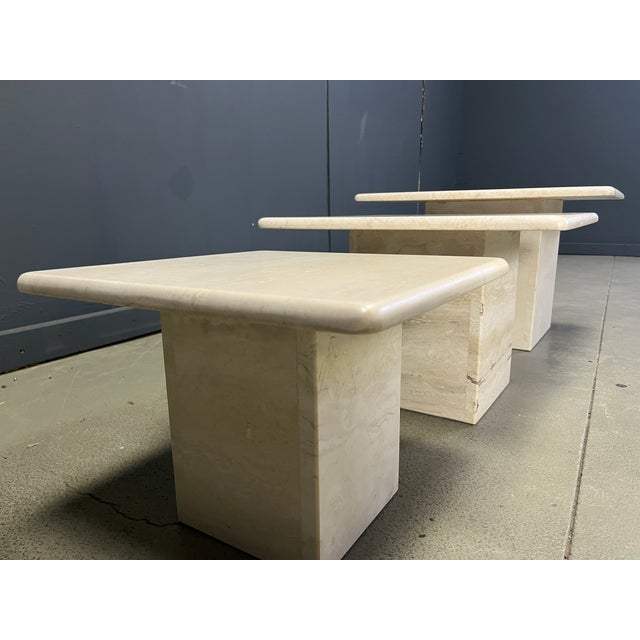 1970s Vintage Travertine Nesting Tables, 1970s, Set of 3 For Sale - Image 5 of 10