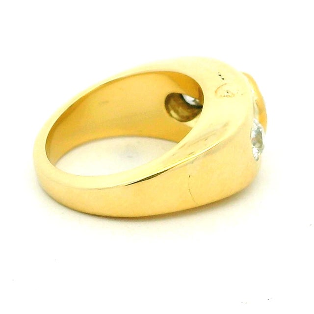 Vintage 1970s 18k Gold Diamond Gypsy Ring, 1.75 Carats Total, Size 5.75 For Sale - Image 9 of 16