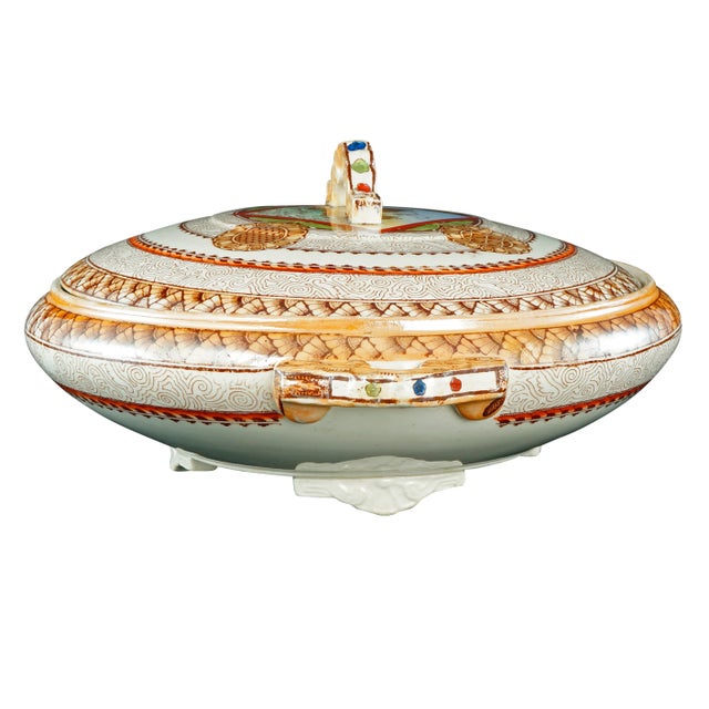 Victorian English Aesthetic Movement Transferware Covered Serving Dish by Brownfield Circa 1870 For Sale - Image 3 of 11