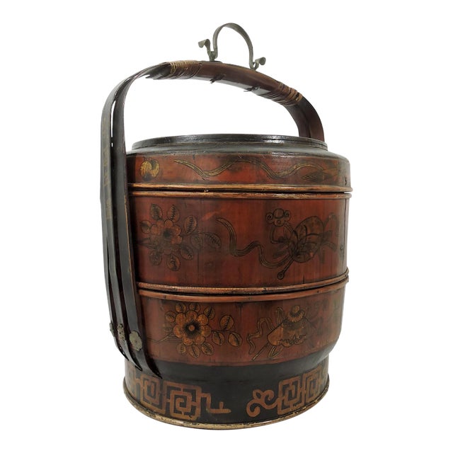 Late 19th/early 20th Century Wedding Chest hand painted with lots of auspicious symbols and calligraphy. The old...