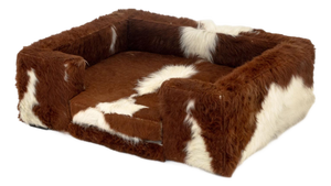 Cowhide Upholstered Dog Bed