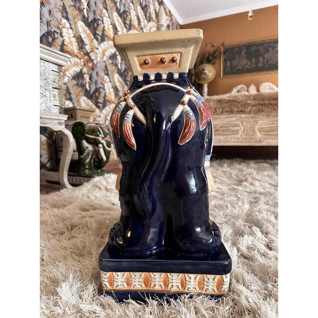 Glazed Terracotta Elephant Stool or Planter, 1960s For Sale - Image 13 of 17