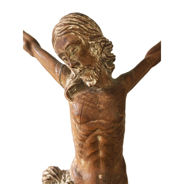 18th C Baroque Corpus Christi Sculpture / Christ Wooden Statue / Antique Carved Jesus For Sale - Image 11 of 13
