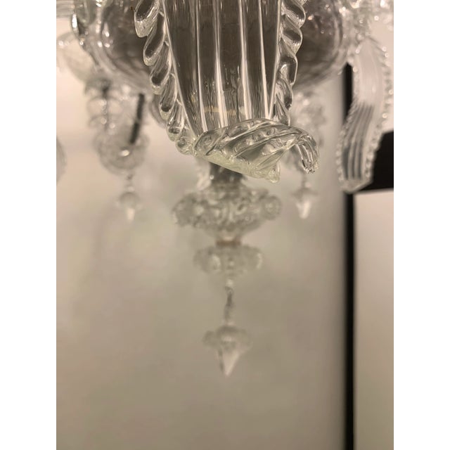Metal Transparent Murano Style Glass Chandelier For Sale - Image 7 of 12