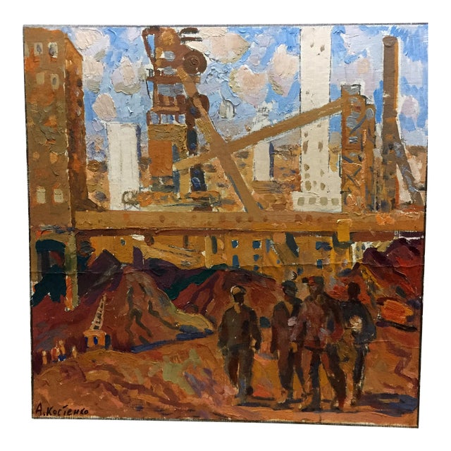 1970s Oil Painting Building Complex Kostenko Anatoly Alexandrovich For Sale