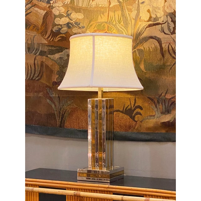 Italian Modern Table Lamp of Chrome and Brass by Romeo Rega For Sale - Image 4 of 12