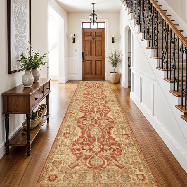 Pasargad Home Ferehan Rust Wool Area Rug, 3' 0'' X 10' 8'' For Sale - Image 4 of 4