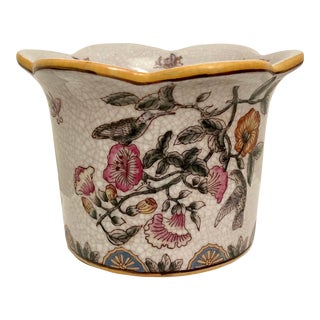 Floral Chinese Planter With Butterflies For Sale