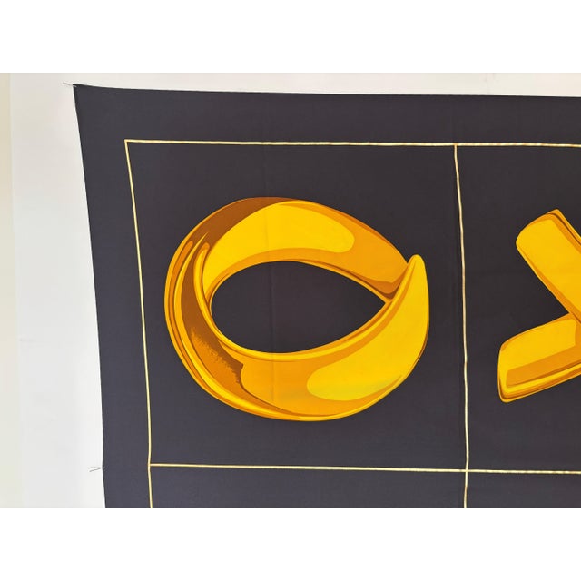 Gold Paloma Picasso "XOXO" Black and Gold Silk Scarf Italy For Sale - Image 8 of 12