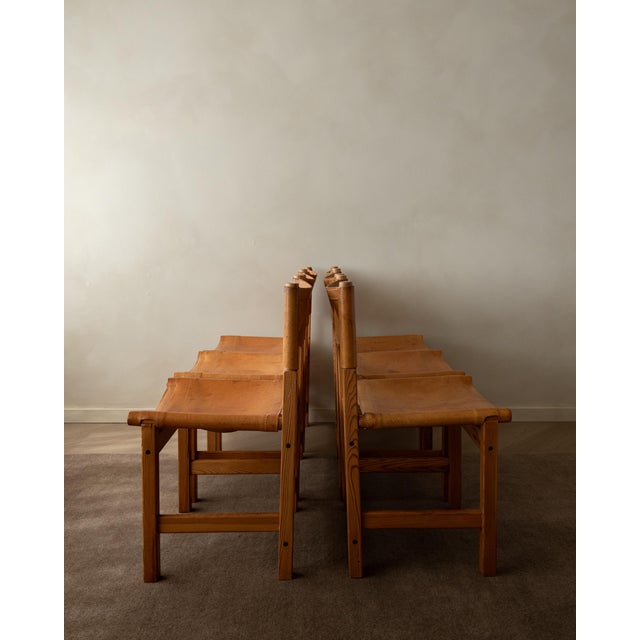 Animal Skin Vintage Kotka Safari Dining Chairs in Pine and Saddle Leather attributed to Tomas Jelinek for Ikea, 1980s, Set of 6 For Sale - Image 7 of 18