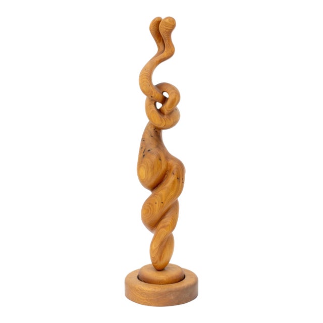 Modern Biomorphic Carved Wood Sculpture For Sale