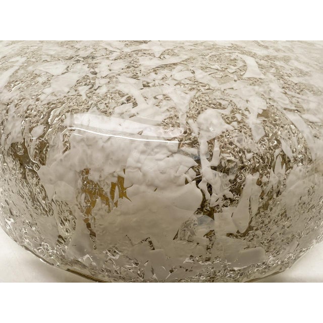 Ice Glass Flush Mount Lamp with Brass Details from Hillebrand Lighting, Germany, 1960s For Sale - Image 10 of 18