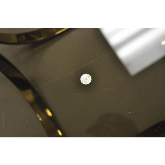 Mid 20th Century Tri-Mark Mid Century Modern Brass Plated Steel Smoked Glass Arch Coffee Table For Sale - Image 10 of 15