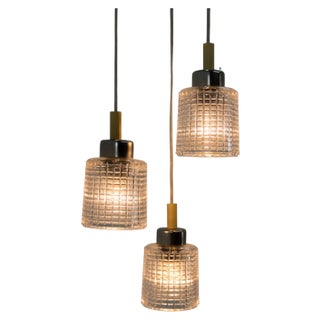 Mid-Century Adjustable Glass Chandelier attributed to Pokrok Zilina, 1970s For Sale