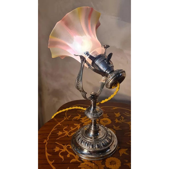 Art Nouveau Nickel-Plated Bronze Marine Lamp, 1900 For Sale - Image 3 of 4