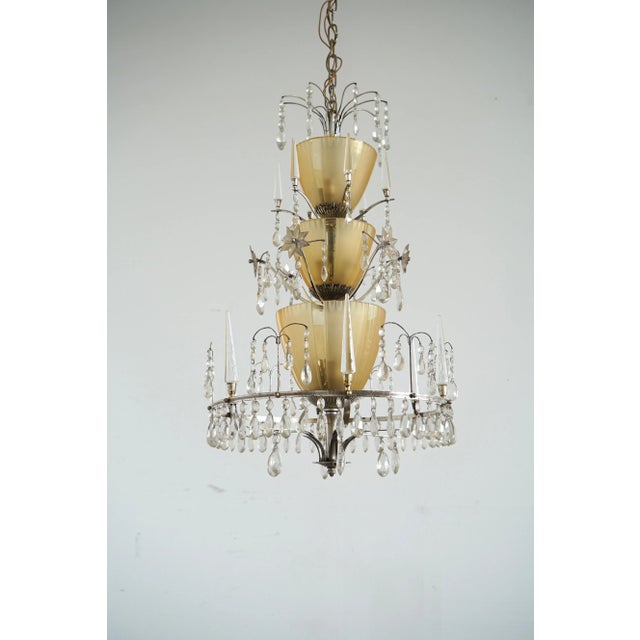 Metal Large Chandelier Ellis Bergh Attributed, 2 Available For Sale - Image 7 of 12