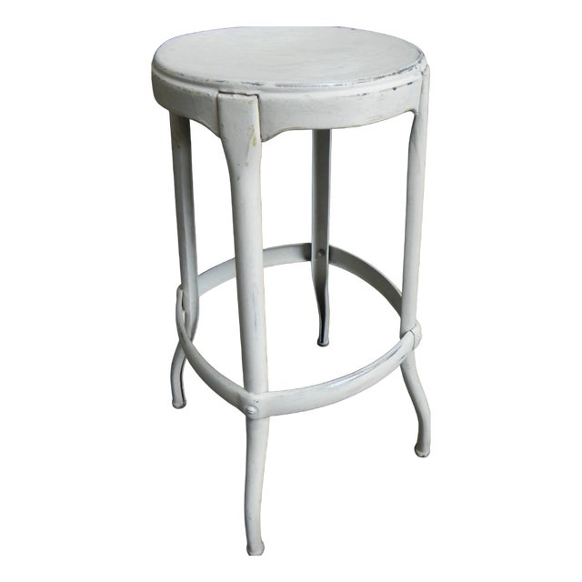 Vintage Industrial Steel Stool, 1950s For Sale