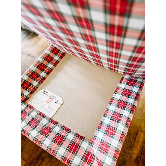 Vintage Ashley Manor Pair of Red, White and Green Plaid Slipper Side Chairs For Sale - Image 9 of 12