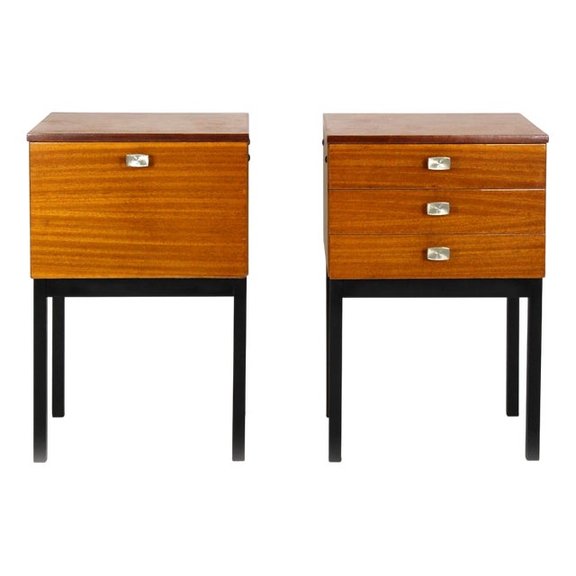 Mid-Century Modern Czechoslovakian Mahogany Nightstands by Up Závody, 1970s, Set of 2 For Sale