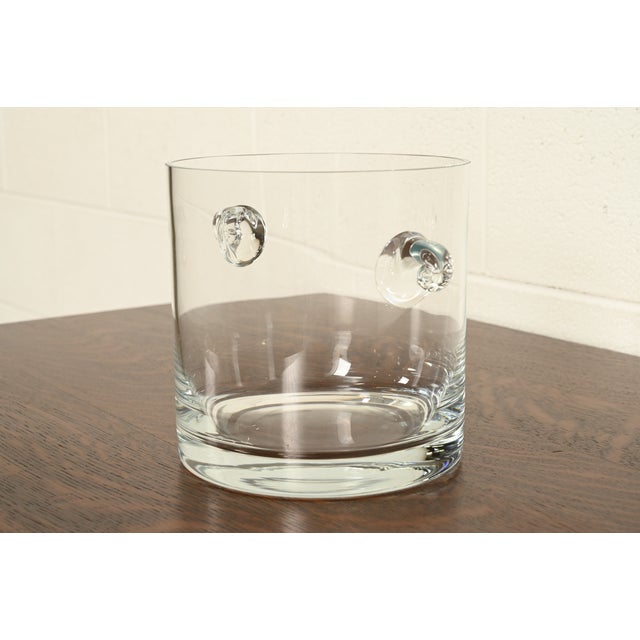 Late 20th Century Tiffany & Co. Modern Clear Crystal Champagne Ice Bucket With Scrolled Handles For Sale In South Bend - Image 6 of 15