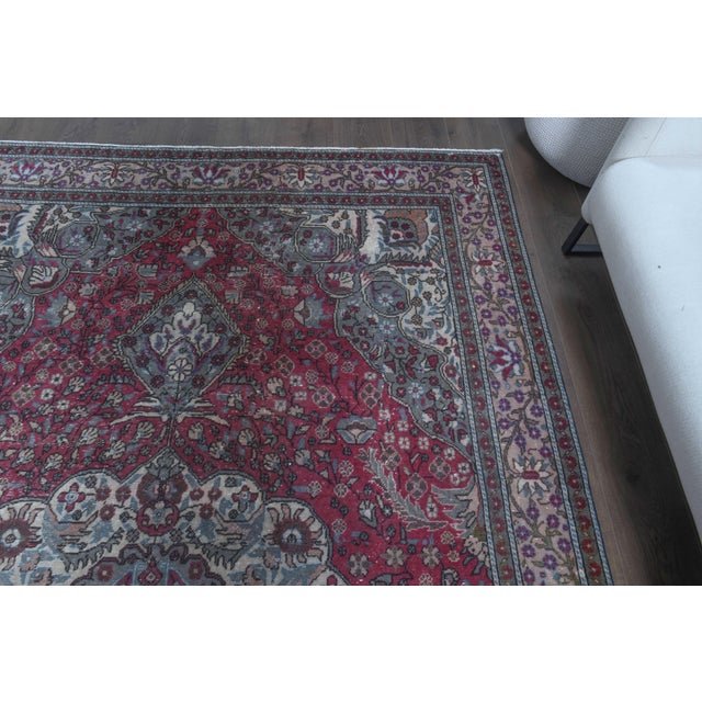 1970s Vintage Persian Handmade Wool Cotton Red Area Rug For Sale - Image 10 of 10