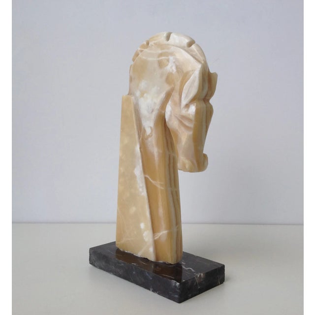 Vintage C.1970's Tall Marble Trojan Horse on Marble Base For Sale - Image 11 of 11