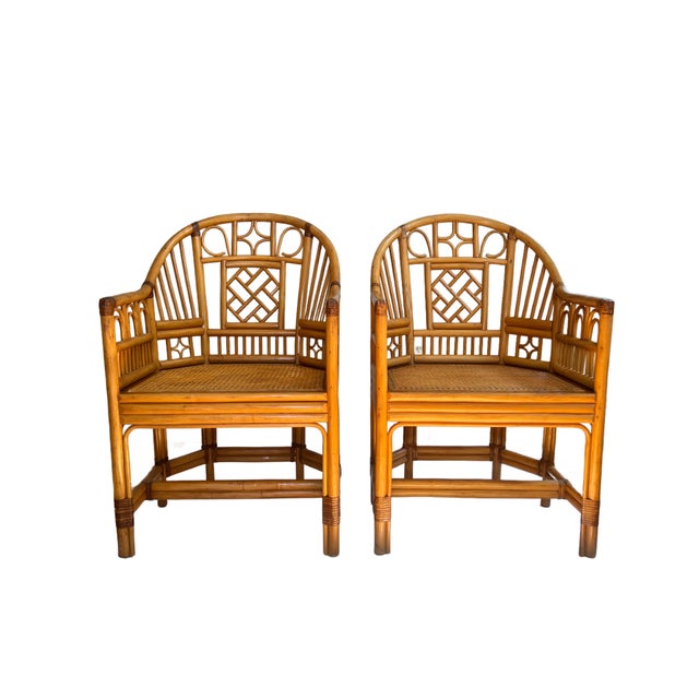 Chinoiserie Pair of Brighton Pavilion Style Bamboo Side Chairs For Sale - Image 3 of 9