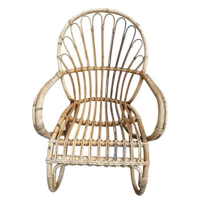 1950s Rattan Lounge Chair, Pays-Bas, France, 1950s For Sale - Image 5 of 7