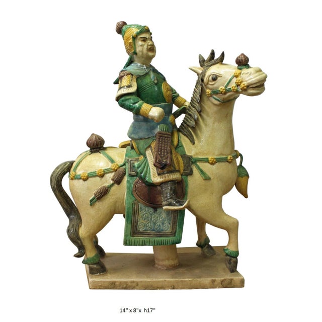 Chinese Vintage Handmade Ceramic Warrior On Horse Figure For Sale In San Francisco - Image 6 of 6