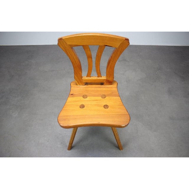 Rustic Vintage Czechoslovak Folk Farmhouse Chair in Wood, 1940s For Sale - Image 3 of 9