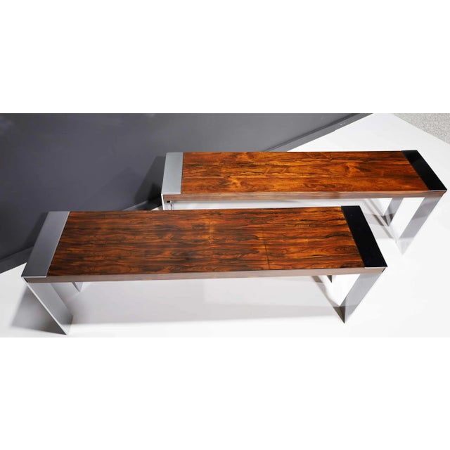 Late 20th Century Flair Rosewood and Chrome Console For Sale - Image 10 of 10