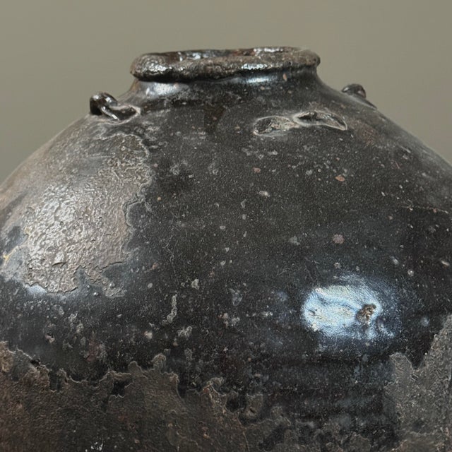 Black Antique 17th Century Chinese Dark Glazed Stoneware Jar (Shiwan Kilns) For Sale - Image 8 of 12