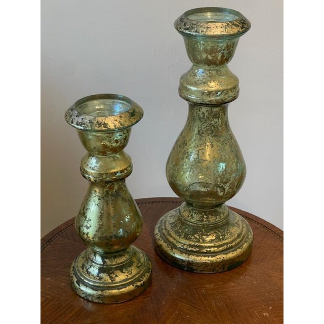 Large Green Glass Bowl & Candleholders, Spain For Sale - Image 10 of 13