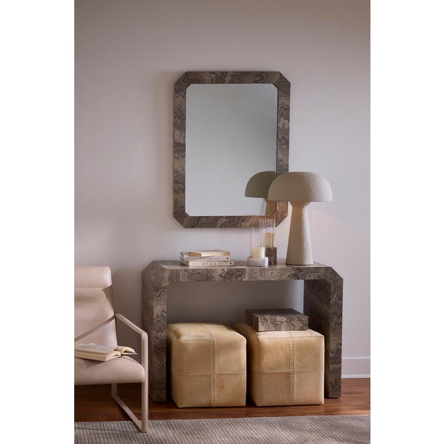 2020s Grounded Console Table, Sand Grey Veneer For Sale - Image 5 of 6