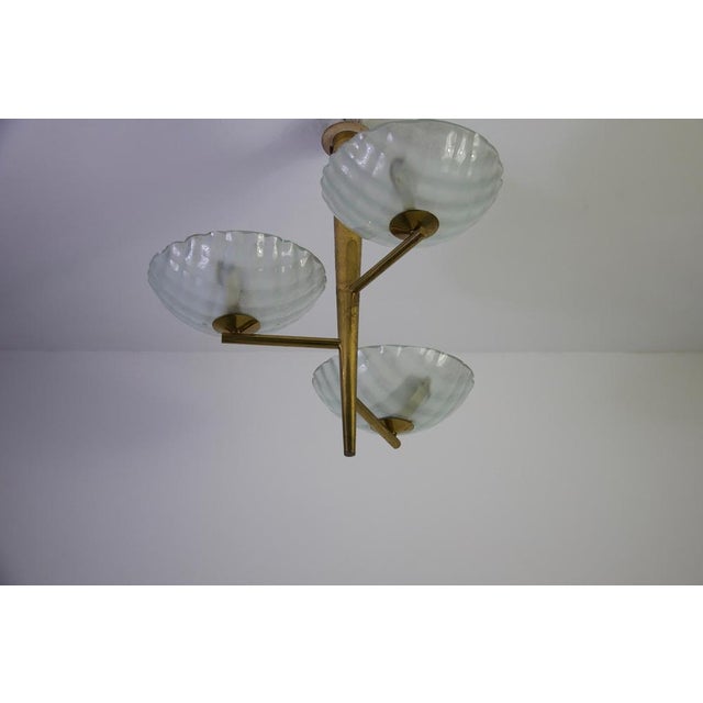 Italian Brass and Glass Chandelier, 1950s For Sale - Image 15 of 18