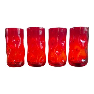 Mid 20th Century Blenko Dimple Glass, 418l- Set of 4 For Sale