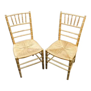 19th Century Woven Rush Seat With Faux Leopard Print Cushions Faux Bamboo Gilt Ballroom Chairs - a P