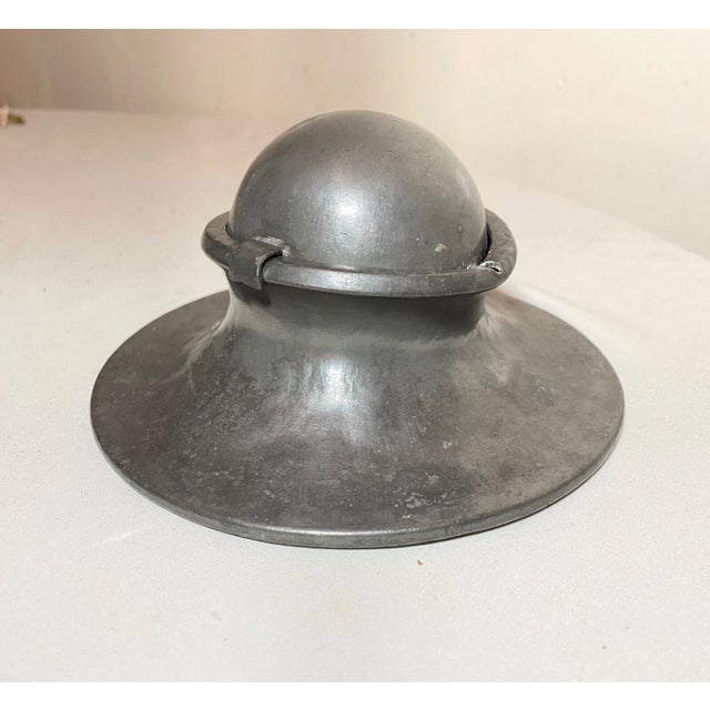 Rare Antique 18th Century 1700s Handmade French Pewter Desk Inkwell Jar Gimbal For Sale In New York - Image 6 of 13