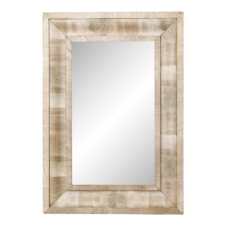 Midcentury French Bleached Walnut Mirror with Beveled Frame For Sale