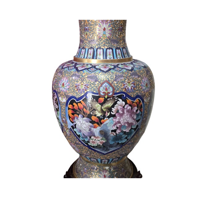 Chinese Large Chinese Cloisonné Enamel on Brass Floor Vase – 39 For Sale - Image 3 of 10