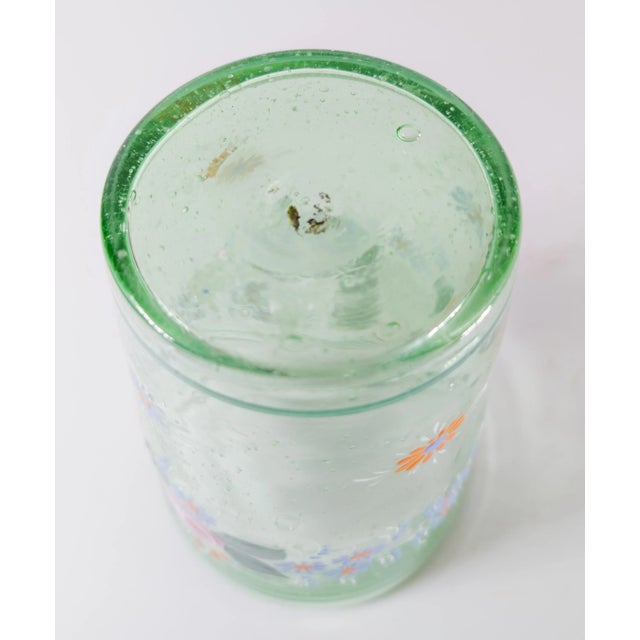 20th Century Bohemian Style Enameled Glass Beaker Vase With Flowers For Sale - Image 10 of 10