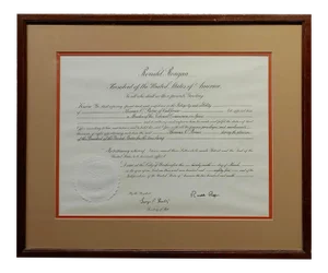 Vintage Ronald Reagan Signed Presidential Appointment to Thomas Paine for Space Commission
