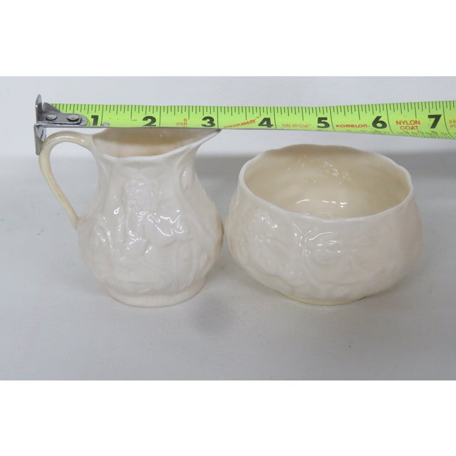 Belleek Ireland Porcelain Lotus Pattern Creamer and Sugar Bowl Set 4638b For Sale - Image 13 of 14