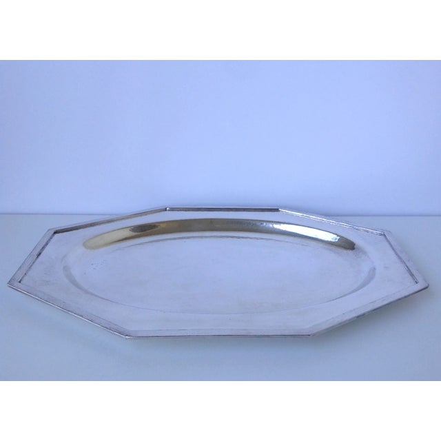 Silverplate Hammered Octagonal Server Tray For Sale - Image 11 of 11